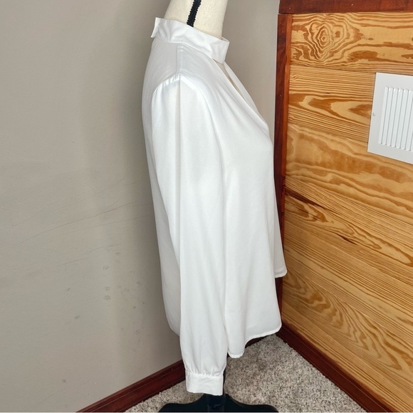 Wayf White Choker Keyhole Neck Back Long Sleeve Chiffon Top Blouse Small - Picture 2 of 9